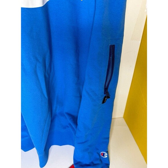 NWT Vtg Champion Sweatshirt Big Logo Blue XL Zipper Pocket Sleeve - Picture 4 of 4